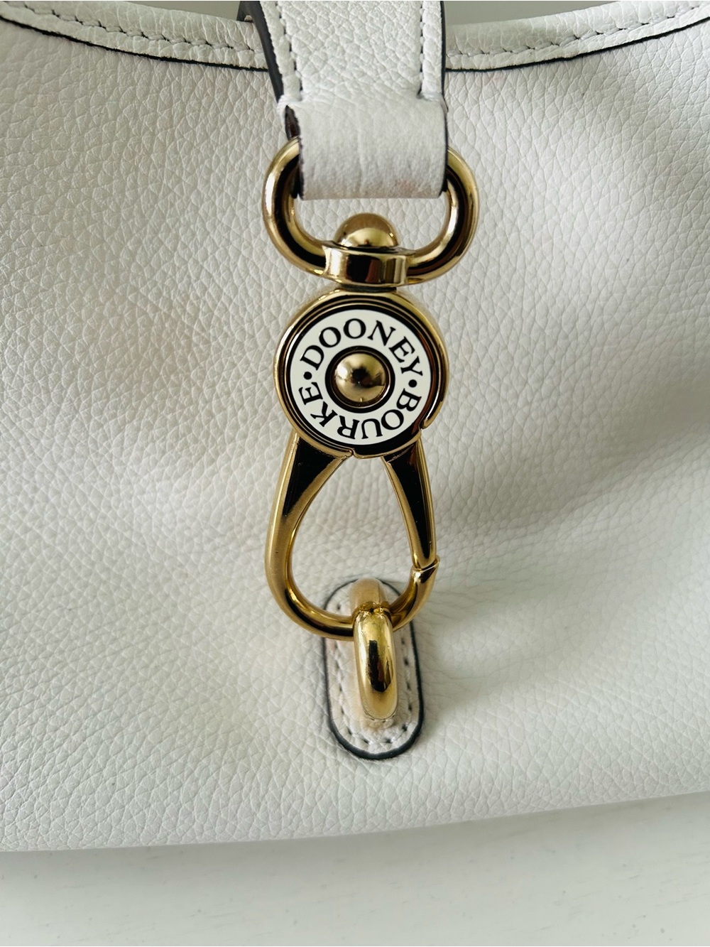 Dooney & Bourke Belvedere Medium Logo White Cream Satchel with Gold Accents - Picture 6 of 16